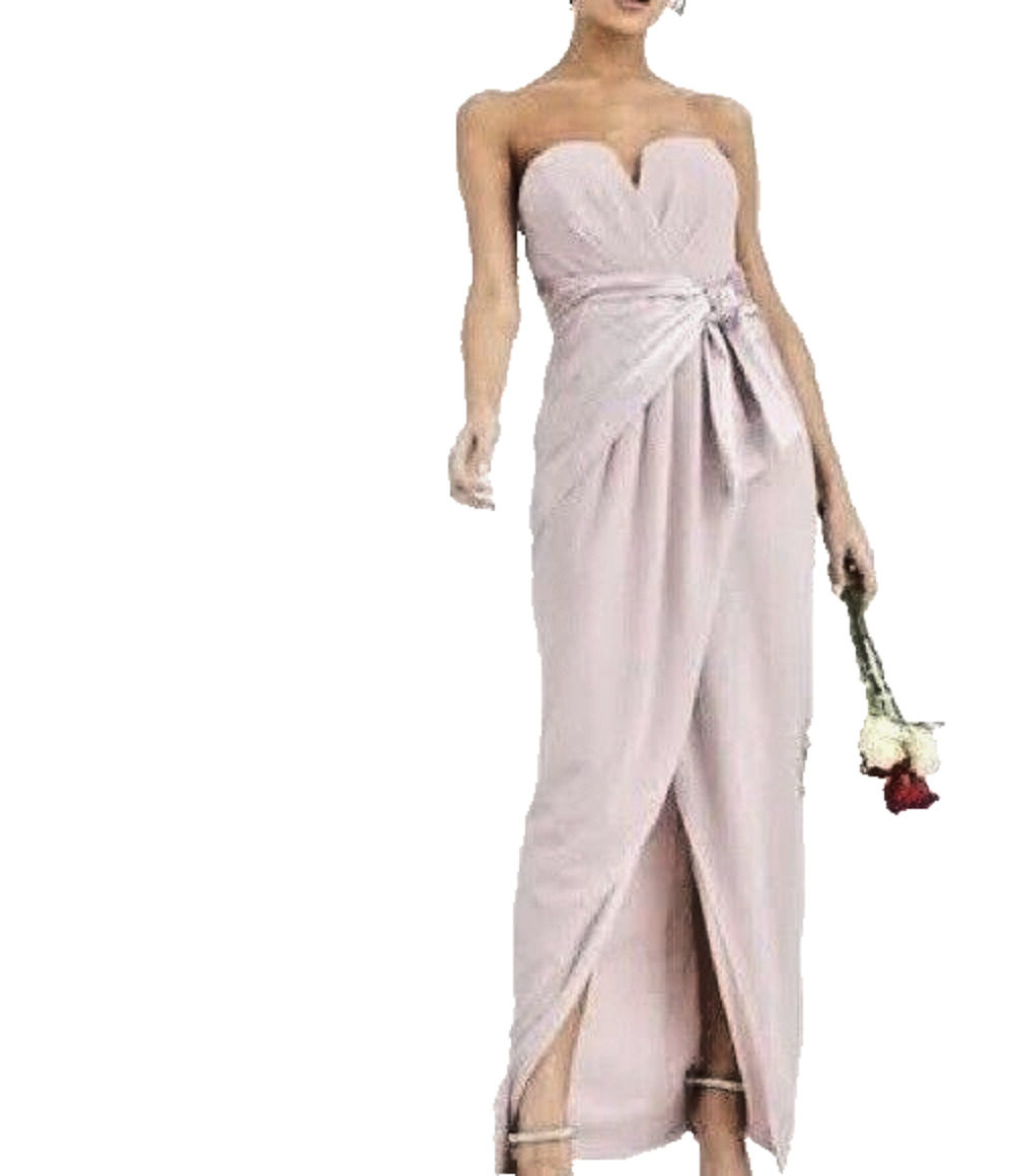 TFNC London Womens 10 Pink Satin Strapless Maxi Dress Bow Wedding Guest NWT
